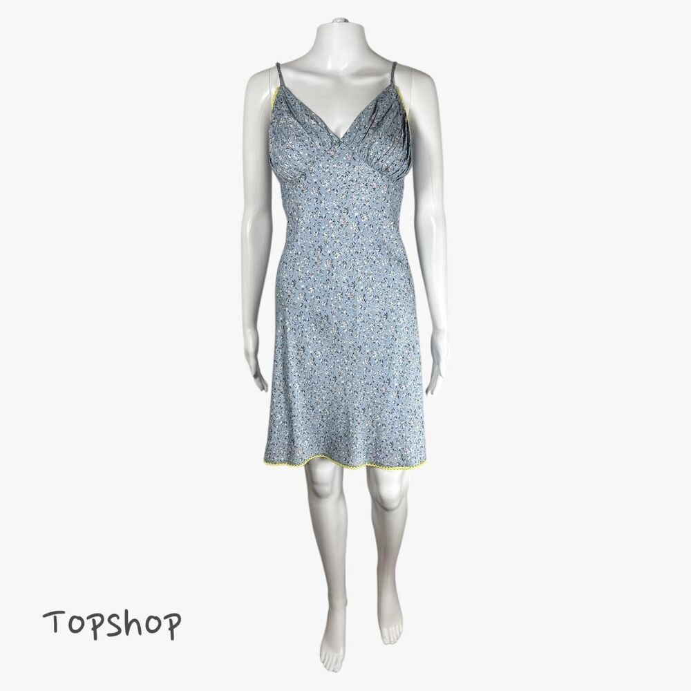 Topshop Women's Mini Jacquard Slip Dress Size 12 Preppy Girly Lace